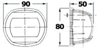 FANALE INOX LUCE ROSSA 112,5° 90/80xh50mm^