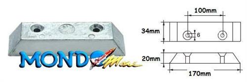 **ANODO A DUE FORI INTERASSE 100mm BASE 34x170mm SGPL576Z §