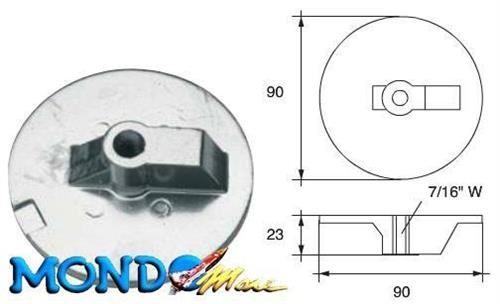 ANODO PIATTELLO MERCURY FILETTATO M14 ALPHA-VERADO ALLUM.ME022^