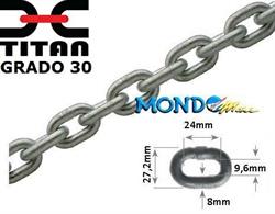 50mt CATENA CALIBRATA 8mm TITAN GRADO 30ZINCATAaCALDO1421gr/m*