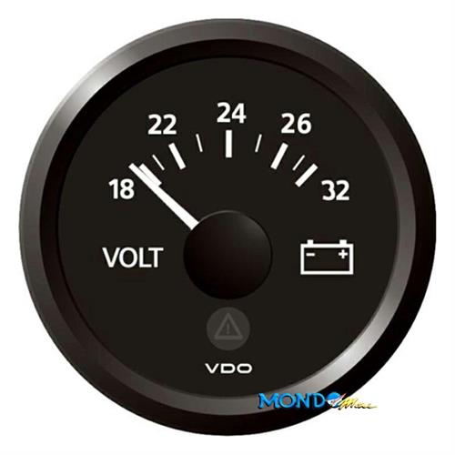 VOLTMETRO 18/32v FONDO NERO GHIERA NERA VDO VIEWLINE