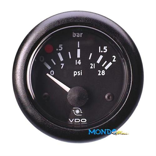 MANOMETRO PRESSIONE 24v 0-2bar VDO OCEAN LINE NERO GH.NERA *EL*