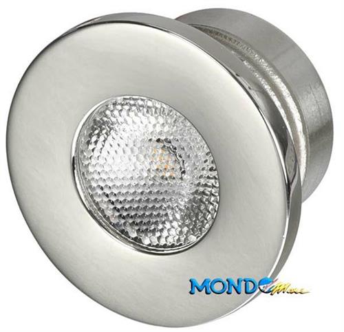 PLAFONIERA INOX D.40mm INCASSO 25mm LUCE BIANCA 12/24v1W 3000K §