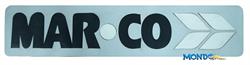 LOGO PER GOMMONE MAR-CO FONDO GRIGIO LETTERE NERE 45x10cm