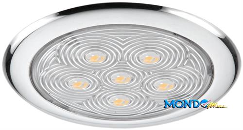 PLAFONIERA INOX A 6 LED Ø110 h11,4mm 3,2w LUCE BIANCA 12v §