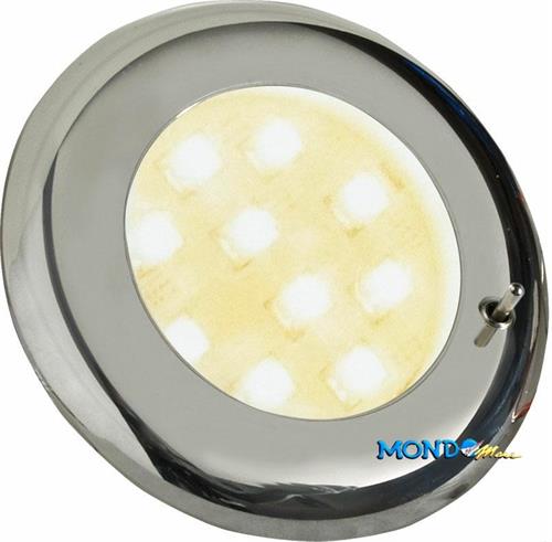 PLAFONIERA A 10 LED 2,4w CORNICE ABS CROMATO CON INTERRUTTORE §