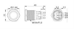 PULSANTE A FILO INOX LED ROSSO OFF-(ON) INT.ANTIVANDALO F.19mm§