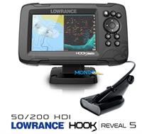COMBO LOWRANCE HOOK REVEAL 5 50/200khz ROW GPS+ECOSCANDAGLIO §