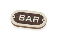 PLACCA DECORATIVA IN LEGNO ED OTTONE MOTIVO BAR**