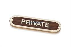 PLACCA DECORATIVA IN LEGNO ED OTTONE MOTIVO PRIVATE §