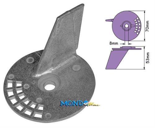 ANODO SUZUKI PINNA DF60-70 IN ZINCO SU001 D.70mm FORO 8mm h53mm^