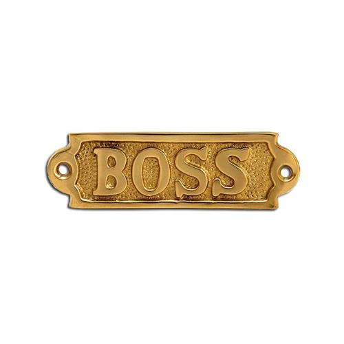 PLACCA DECORATIVA BOSS IN OTTONE LUCIDO (TARGHETTA)