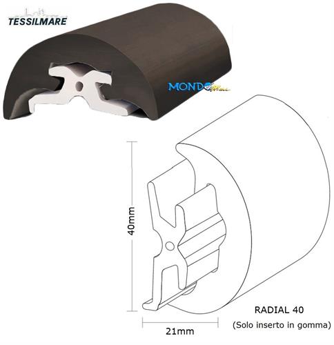 16mt INSERTO PARABORDO NERO RADIAL 40 TESSILMARE PROFILO^