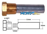 ANODO (1/2x52x16mm) YANMAR 119574-18790 ZINCO COMPLETO DI TAPPO§