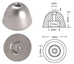 ANODO ELICA DI PRUA VETUS BOW 125/133/160 0151 D.60mm ZINCO §