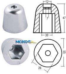 ANODO OGIVA VETUS INSERTO ESAGONALE BOW THRUSTER   §