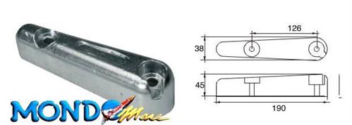 ANODO FLANGIA ELLITTICA 190mm ARNESON INTERASSE 126mm