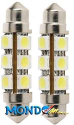 COPPIA LAMPADE A 12 LED A SILURO 12v 2,38w 44mm