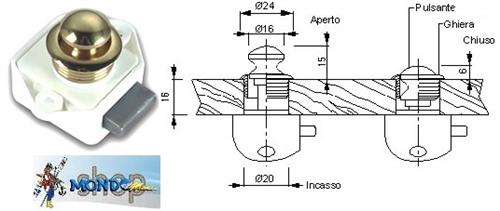 SCROCCHETTO 16mm CON PULSANTE OTTONE LUCIDO ZAPONATO^